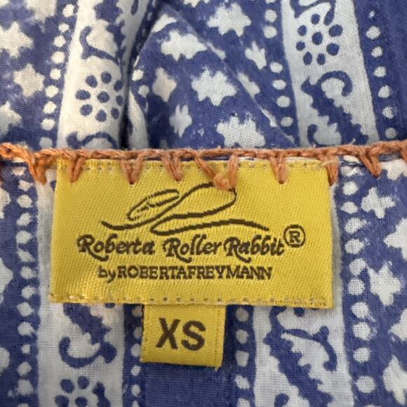 Roberta Roller Rabbit Boho Tunic Mini Dress Size XS Cotton Voile Floral Stripe - Picture 7 of 8
